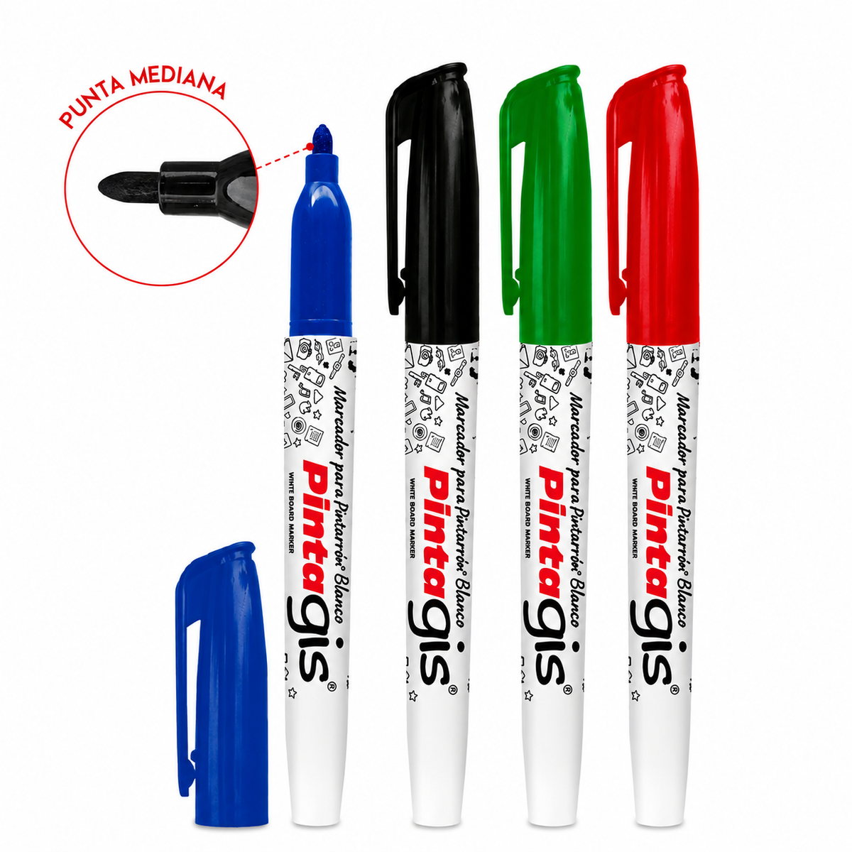 Marcador Pintagis Punta Mediana (4 colores)